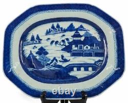 Antique blue white oval platter