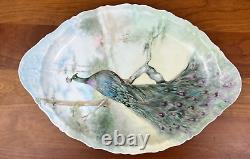 Basset Limoges Austria Hand-Painted PEACOCK 17 Serving Platter EUC