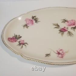 Castleton 19 x 13 SERVING PLATTER Pink Peonies Peony 1950s Dinnerware Dish RARE