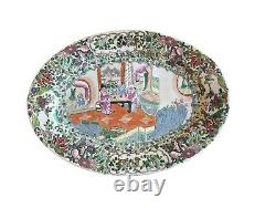 Chinese Famille Rose Medallion Oval Platter 18 China Ching Dynasty Antique