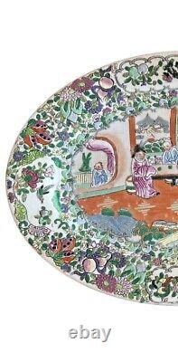 Chinese Famille Rose Medallion Oval Platter 18 China Ching Dynasty Antique