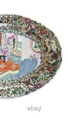 Chinese Famille Rose Medallion Oval Platter 18 China Ching Dynasty Antique