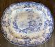 Clews Staffordshire Genevese Opaque China Blue Transfer White Platter L 18 3/4