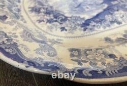 Clews Staffordshire Genevese Opaque China Blue Transfer White Platter L 18 3/4