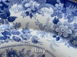 Clews Staffordshire Genevese Opaque China Blue Transfer White Platter L 18 3/4