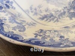 Clews Staffordshire Genevese Opaque China Blue Transfer White Platter L 18 3/4