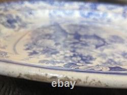 Clews Staffordshire Genevese Opaque China Blue Transfer White Platter L 18 3/4