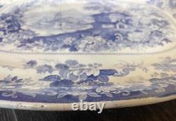 Clews Staffordshire Genevese Opaque China Blue Transfer White Platter L 18 3/4