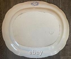 Clews Staffordshire Genevese Opaque China Blue Transfer White Platter L 18 3/4