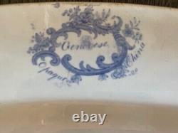 Clews Staffordshire Genevese Opaque China Blue Transfer White Platter L 18 3/4