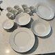 Fine China 8 Sitting Platter White With Gray And White Floral Platinum Trim