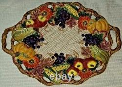 Fitz and Floyd Autumn Bounty Large Oval Platter Handles 17 Thanksgiving