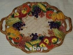 Fitz and Floyd Autumn Bounty Large Oval Platter Handles 17 Thanksgiving