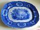 Flow Blue Large 15 Serving Platter Floral Scenic Center Motif Oriental England