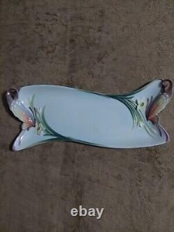 Franz Papillon Butterfly Design Sculptured Porcelain Rectangular Tray FZ01145