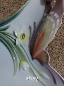 Franz Papillon Butterfly Design Sculptured Porcelain Rectangular Tray FZ01145