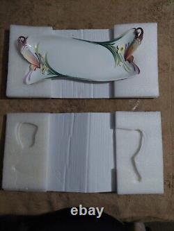 Franz Papillon Butterfly Design Sculptured Porcelain Rectangular Tray FZ01145