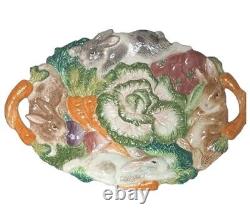 Fritz And Floyd English Garden Platter Rabbits And Vegetables And Handles