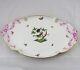 Herend Rothschild Bird Platter Tray 400 Ro With Pink Ribbon Handles 15-3/4 X 11