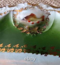 Huge PM Bavaria Germany Gold Gilded Oval Fish Porcelain Serving Platter 25