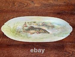 LARGE Antique 1890s B & C France LIMOGES Porcelain Fish Serving Platter 24x9in