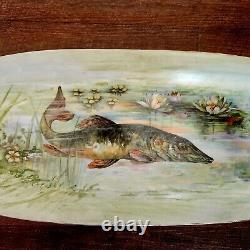 LARGE Antique 1890s B & C France LIMOGES Porcelain Fish Serving Platter 24x9in