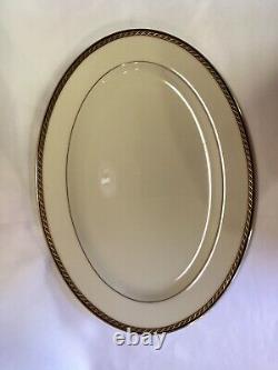 LENOX Tyler OVAL SERVING PLATTER 16x11 Inch Gold& Black Trim