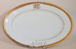 Large Oval Hand Painted Porcelain Gold Monogram Platter Wm Lycett Decorators SCL