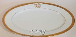 Large Oval Hand Painted Porcelain Gold Monogram Platter Wm Lycett Decorators SCL