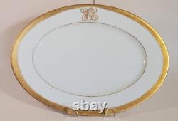 Large Oval Hand Painted Porcelain Gold Monogram Platter Wm Lycett Decorators SCL