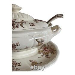 Large Soup Tureen WithLadle Wedgwood Bristol Covered Serving Dish Fall Flowers