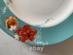 Lenox Chirp Floral Oval Serving Platter 16 Teal Stripe Bone China USA NEW RARE