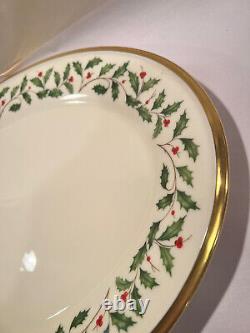 Lenox Holiday Dimension Serving Platter Christmas Holly Gold Rim 16 inch