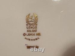 Lenox Holiday Dimension Serving Platter Christmas Holly Gold Rim 16 inch