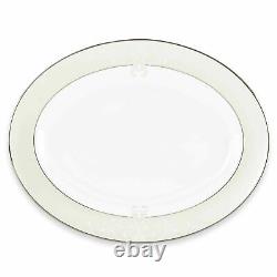 Lenox Opal Innocence Scroll Serving Platter 13 White Oval Dot Platinum USA NEW