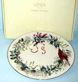 Lenox Winter Greetings Oval Serving Platter 13 Cardinal/Greenery USA New Boxed