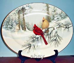Lenox Winter Greetings Scenic Large Oval Serving Platter Cardinal USA New No Box