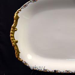 Limoges Vignaud Serving Platter 19X13 The Meuse Red Yellow Blue Gold 1911-1920