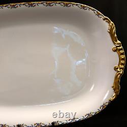 Limoges Vignaud Serving Platter 19X13 The Meuse Red Yellow Blue Gold 1911-1920