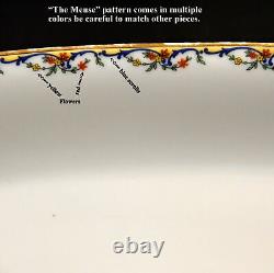 Limoges Vignaud Serving Platter 19X13 The Meuse Red Yellow Blue Gold 1911-1920