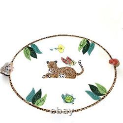 Lynn Chase -Jungle Jubilee Platter withRaised Animals On Ends 18 Length Oval