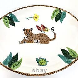 Lynn Chase -Jungle Jubilee Platter withRaised Animals On Ends 18 Length Oval