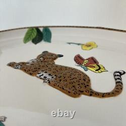 Lynn Chase -Jungle Jubilee Platter withRaised Animals On Ends 18 Length Oval