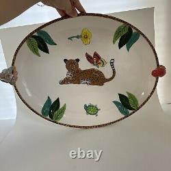 Lynn Chase -Jungle Jubilee Platter withRaised Animals On Ends 18 Length Oval