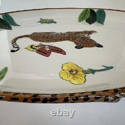 Lynn Chase -Jungle Jubilee Platter withRaised Animals On Ends 18 Length Oval