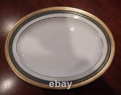 MINTON IMPERIAL GOLD PATTERN GREEN WithGOLD BAND OVAL SERVING PLATTER 16 1/2