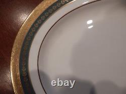 MINTON IMPERIAL GOLD PATTERN GREEN WithGOLD BAND OVAL SERVING PLATTER 16 1/2
