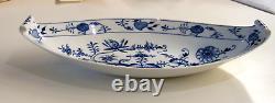 Meissen Blue Onion Oval Serving Platter Curled Handles 15 3/8 L x 7 1/2 W