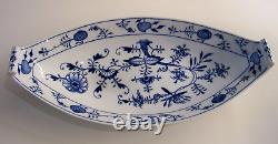 Meissen Blue Onion Oval Serving Platter Curled Handles 15 3/8 L x 7 1/2 W