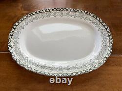 Mercer Waldorf Antique Green Transferware Platter China Large Porcelain 12 x 17